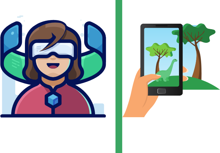 Difference between virtual reality versus augmented reality