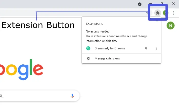 Google chrome extension button
