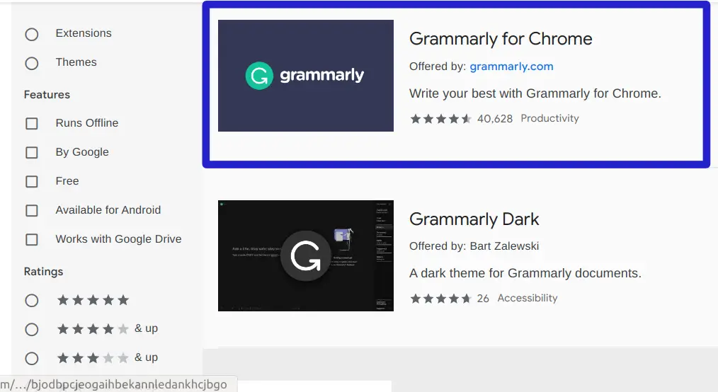 Google chrome web store select extension