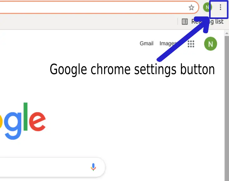 google chrome settings button