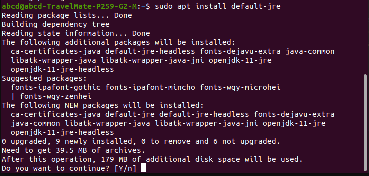 sudo apt install default-JRE