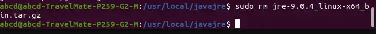 sudo rm jre-9.0.4_linux-x64_bin.tar.gz