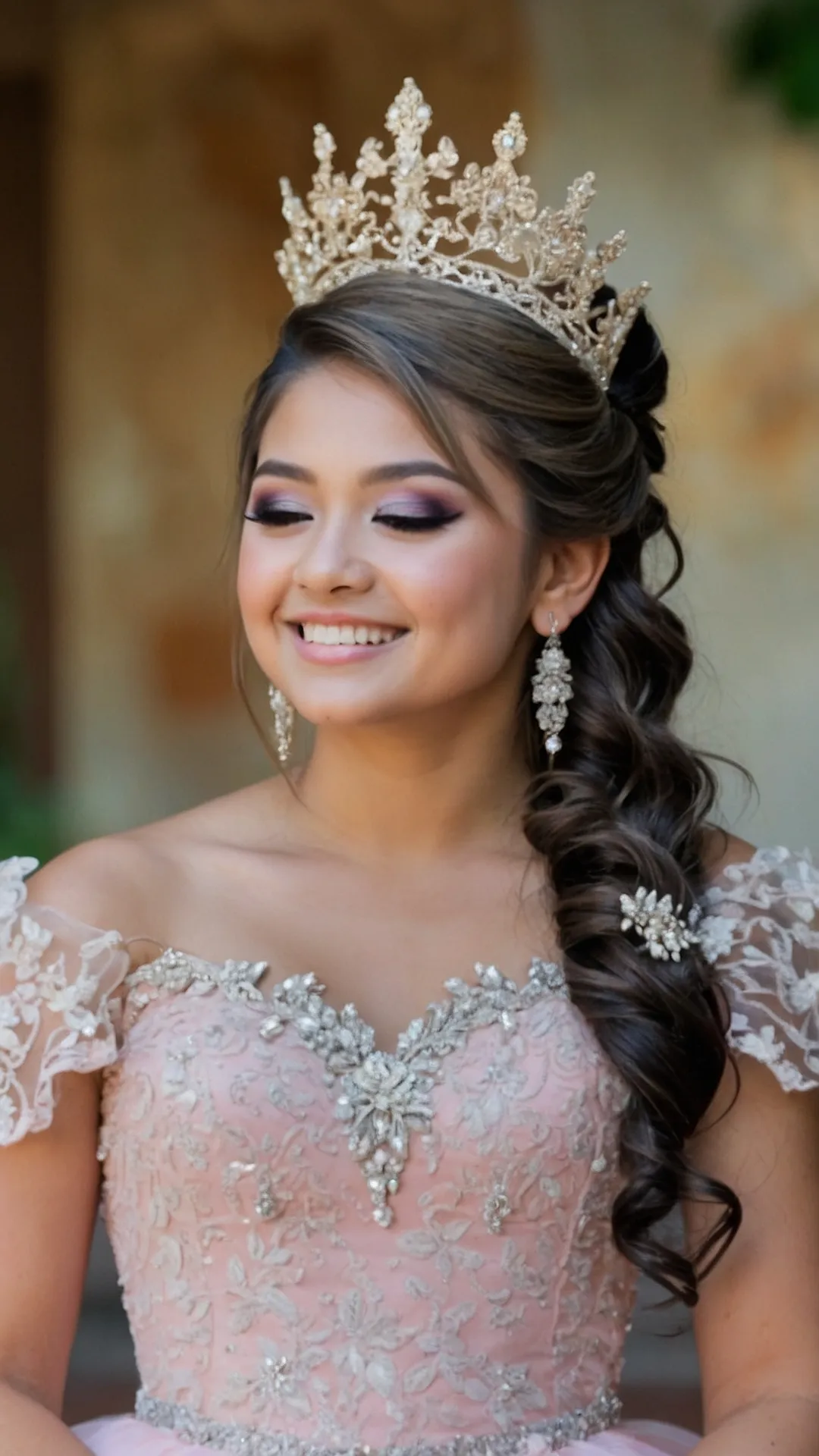 Crowns and Curls: Chic Quinceañera Hairstyle Ideas