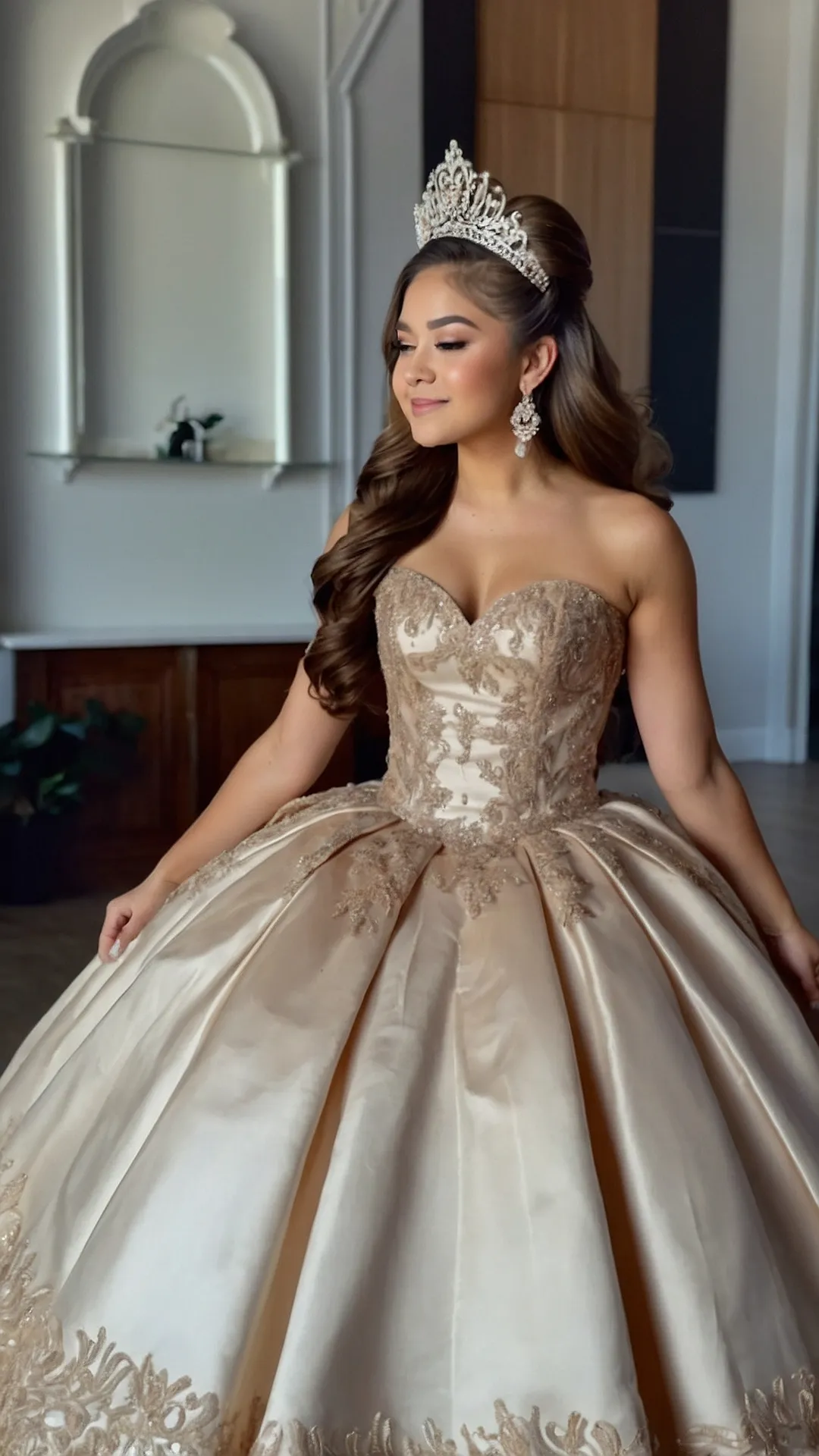 Regal Crown Beauty: Quinceañera Hairstyles With Crowns