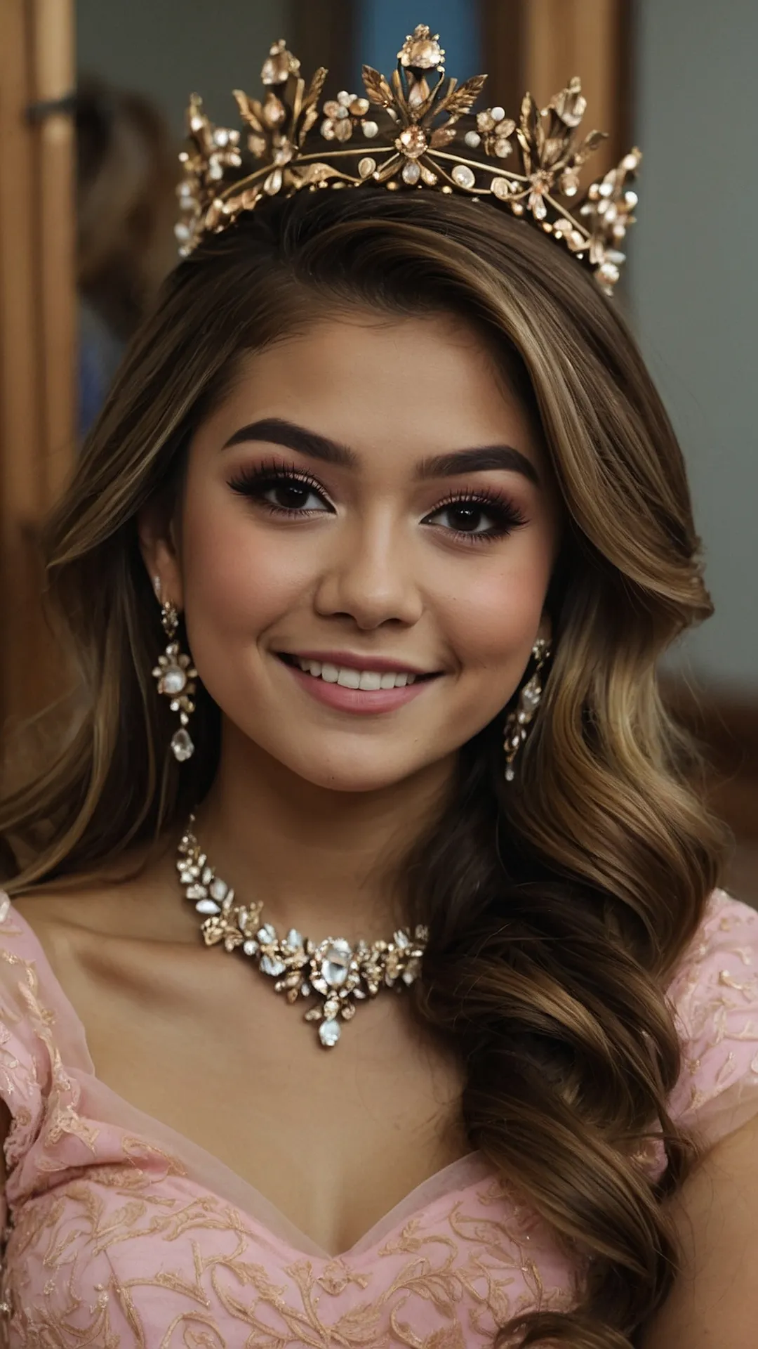 Royal Elegance: Quinceañera Hairstyles Featuring Crowns