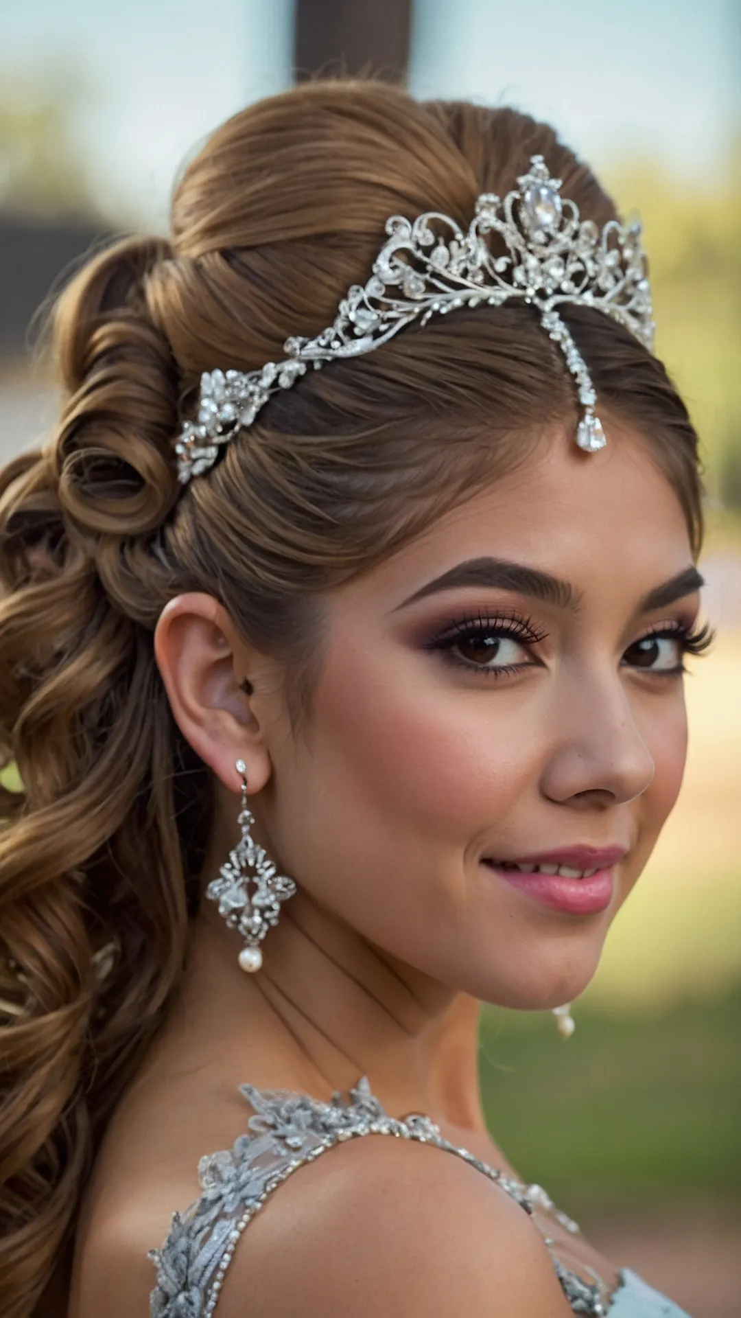 Crowning Glory: Showcase of Quinceañera Hairdos with Crowns