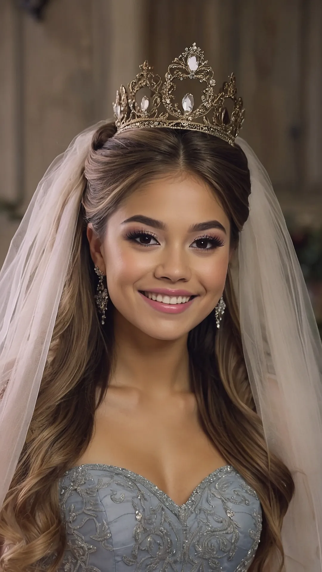 Tiara Tresses: Stunning Quinceañera Hairdos with Crowns