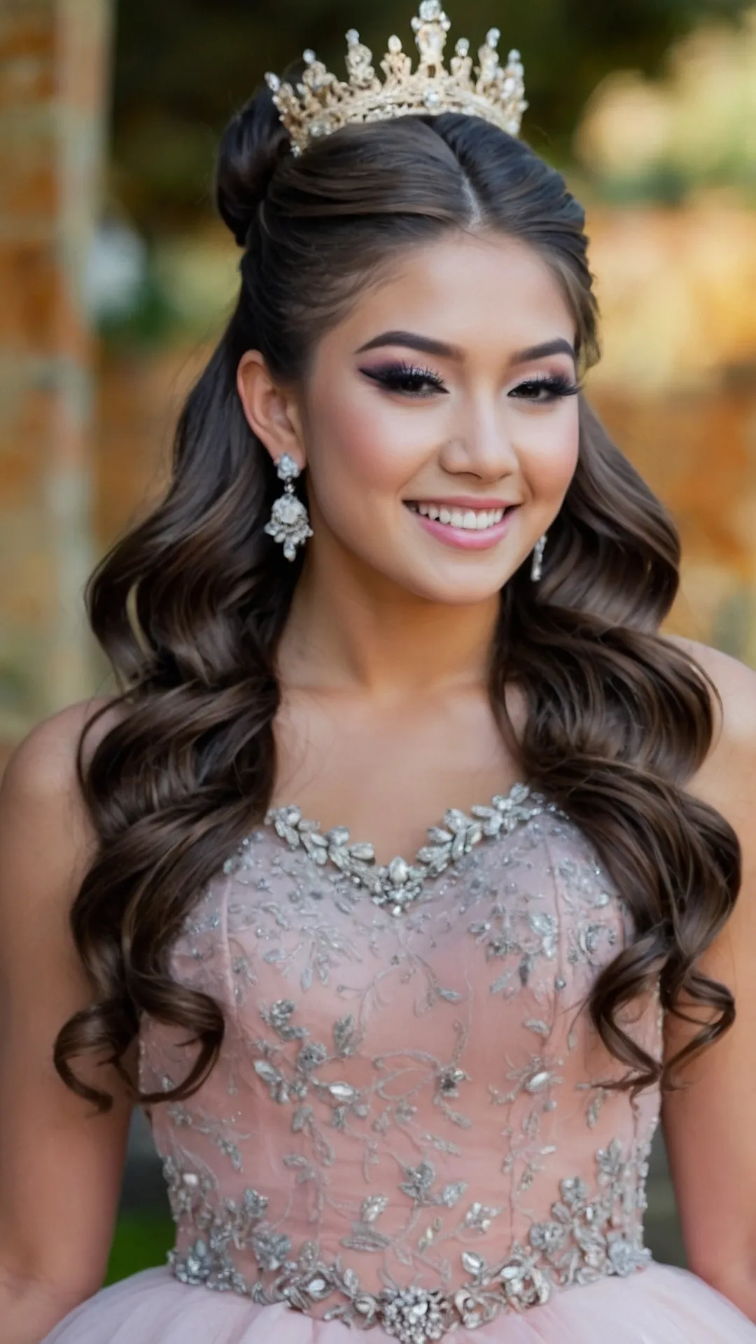 Tiara Tales: Captivating Quinceañera Hairstyles with Crowns