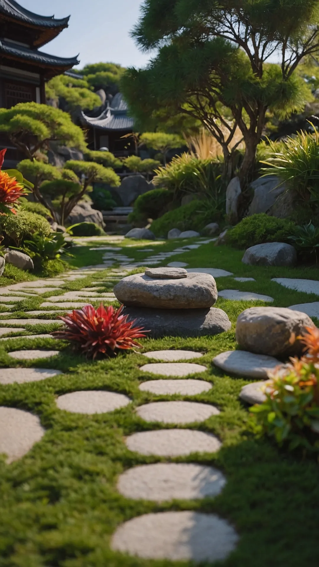 Unique Focal Points Enhancing Zen Gardens with Art and Structure